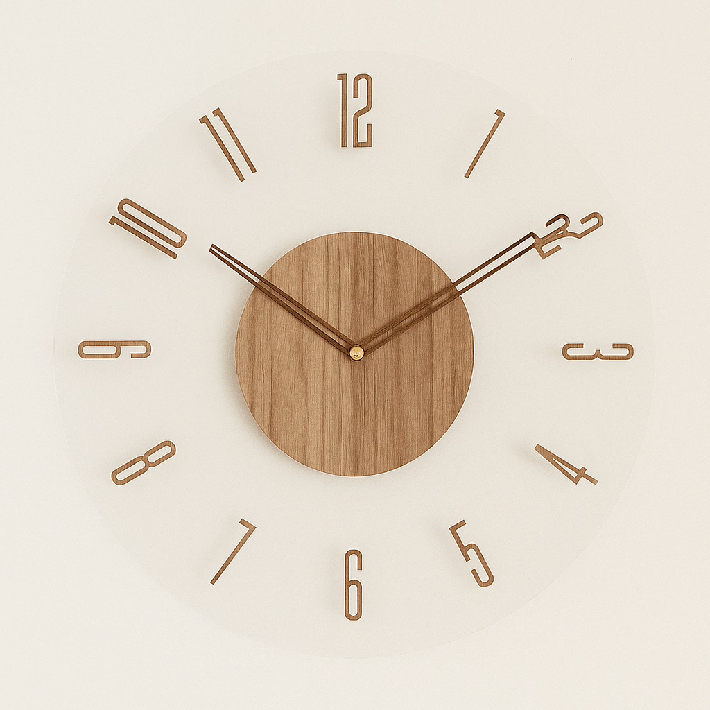 NordCalm™ - Holz Wanduhr - Minimalistisches Design - Geräuschlose Quarzuhr