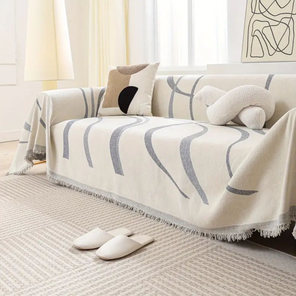 Wellen Sofa Bezug - Rutschfestes Mikrofaser-Jacquard, Haustierfreundlich 2