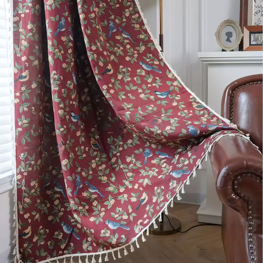Wellenzauber Vorhang - Jacquard, Halbschattierend mit Wildblumenmuster 0