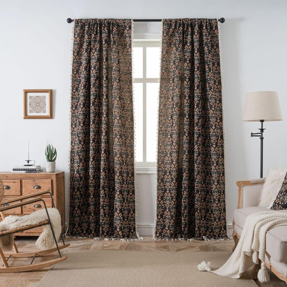 Wellenzauber Vorhang - Jacquard, Halbschattierend mit Wildblumenmuster 1