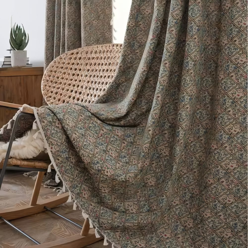 Wellenzauber Vorhang - Jacquard, Halbschattierend mit Wildblumenmuster 5