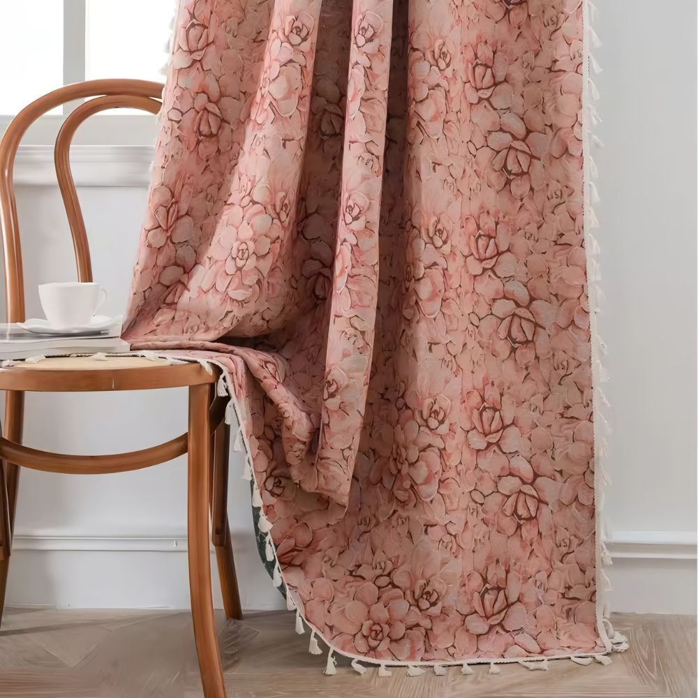 Wellenzauber Vorhang - Jacquard, Halbschattierend mit Wildblumenmuster 6