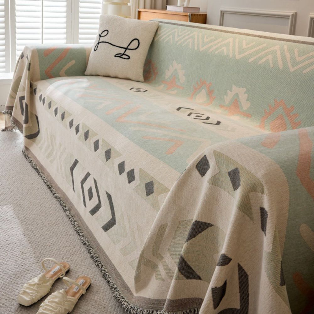 Wispera Sofabezug - Wendbar, Jacquard Chenille, Elegante Fransendetails 0