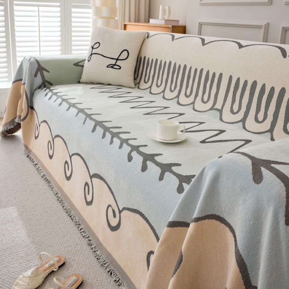 Wispera Sofabezug - Wendbar, Jacquard Chenille, Elegante Fransendetails 1