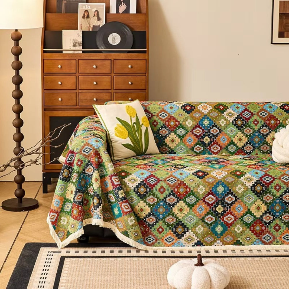 Zahara Sofabezug - Geometrisches Mikrofaserdesign, Boho-Stil 0