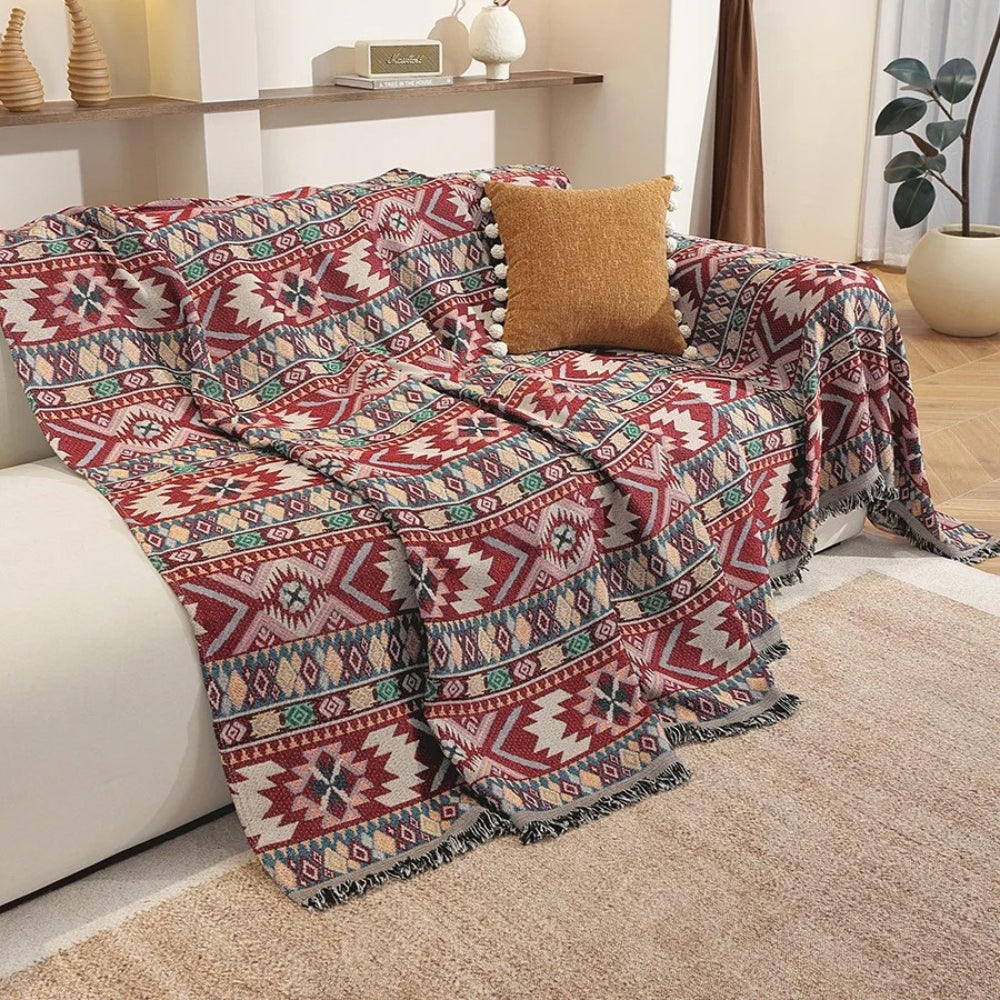 Zarela Sofaüberwurf - Boho-Chenille mit Quasten, Maschinenwaschbar 2