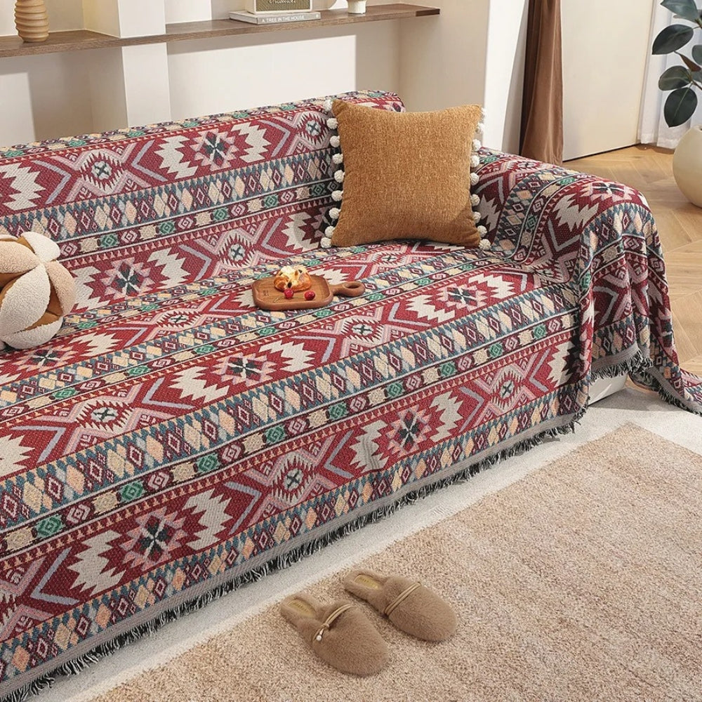 Zarela Sofaüberwurf - Boho-Chenille mit Quasten, Maschinenwaschbar 3
