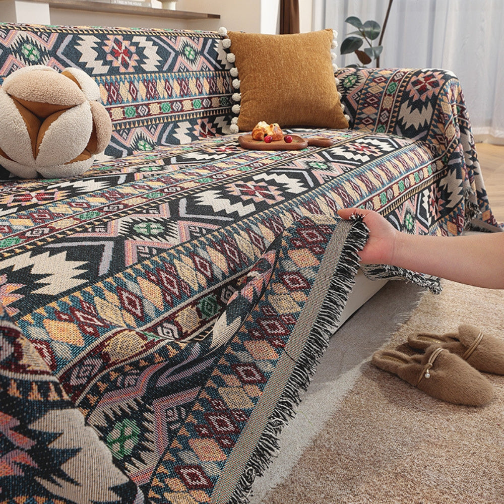 Zarela Sofaüberwurf - Boho-Chenille mit Quasten, Maschinenwaschbar 4