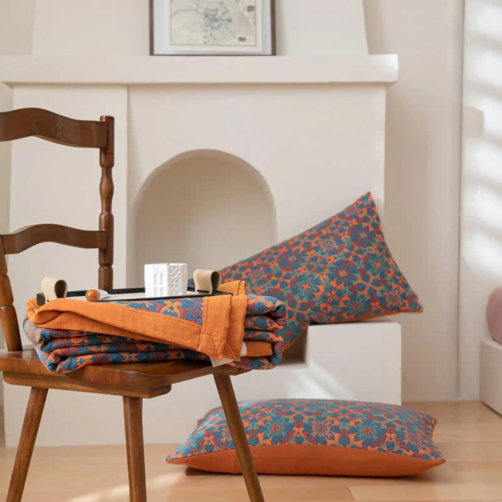 Zyra Wolldecke - 100% Bio-Baumwolle, Sechslagig, Farbenfroh für Sofa und Bett 1