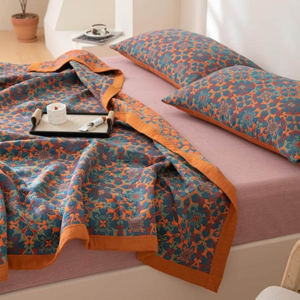 Zyra Wolldecke - 100% Bio-Baumwolle, Sechslagig, Farbenfroh für Sofa und Bett 2