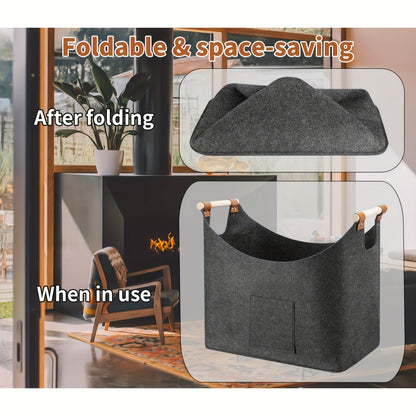 FireNest™ – Filz-Kaminholzkorb – Faltbar & Formstabil