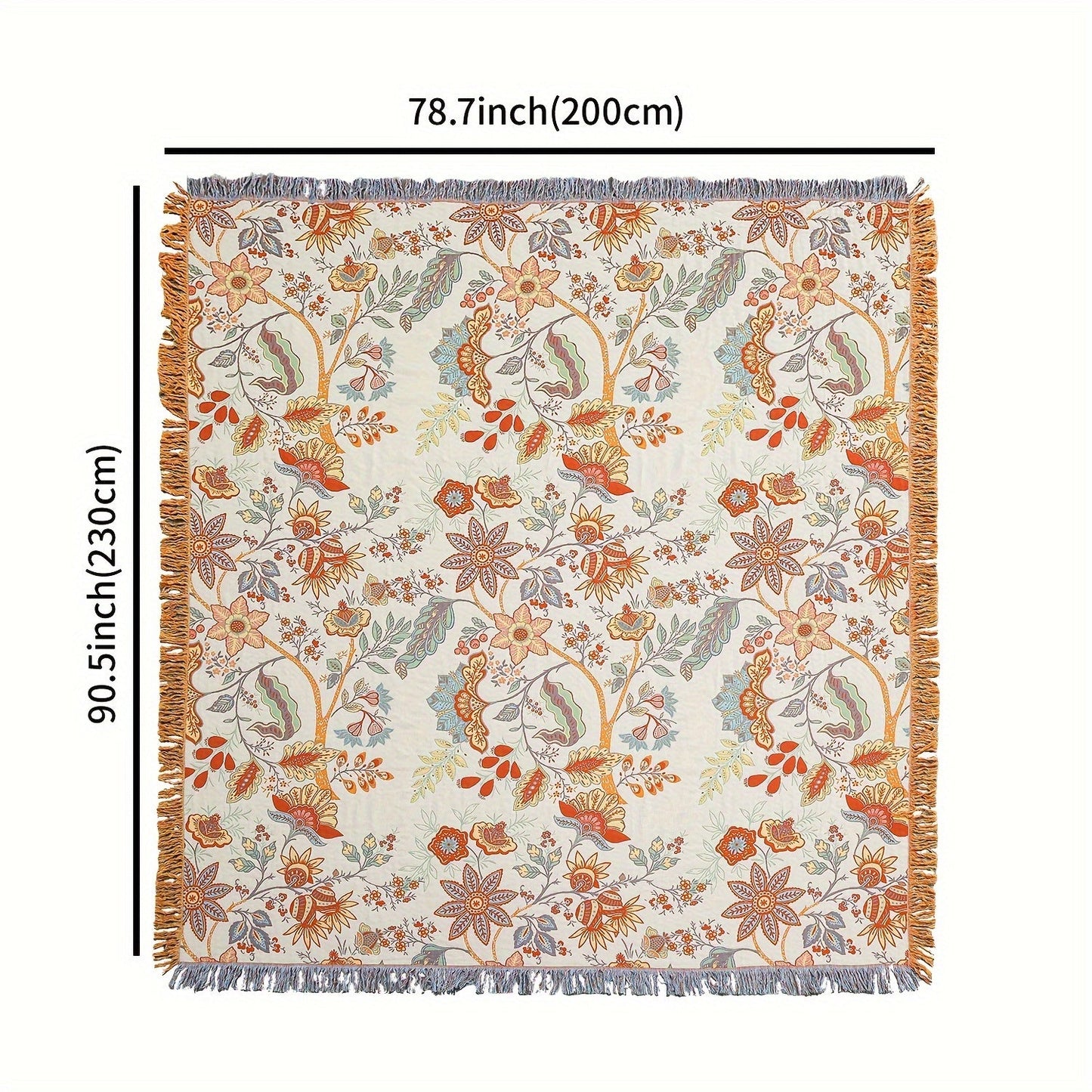 FloralBlanket™ - Baumwoll Decke - Boho Stil - Geblümtes Jacquard Design