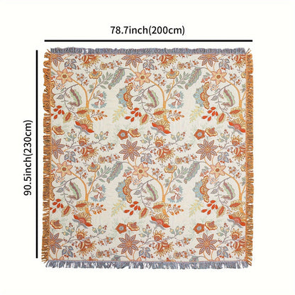 FloralBlanket™ - Baumwoll Decke - Boho Stil - Geblümtes Jacquard Design