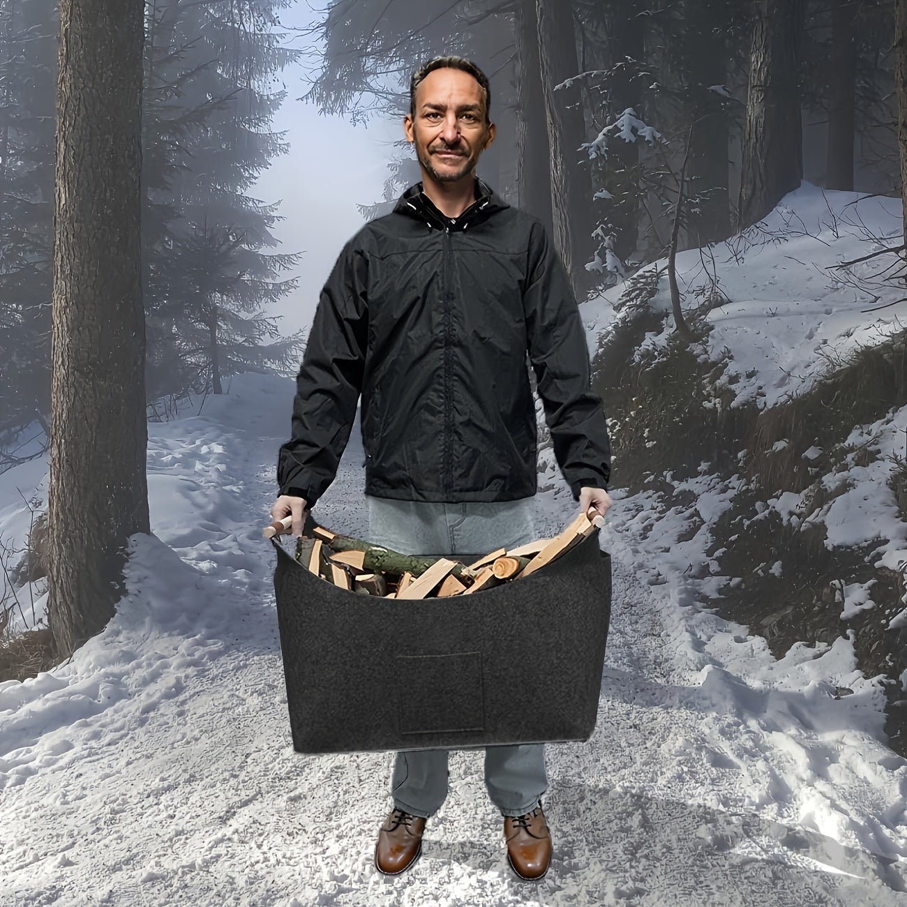 FireNest™ – Filz-Kaminholzkorb – Faltbar & Formstabil