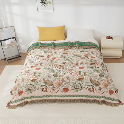 AutumnBlanket™ - Baumwoll Decke - Boho Stil - Wendbares Blumen Design