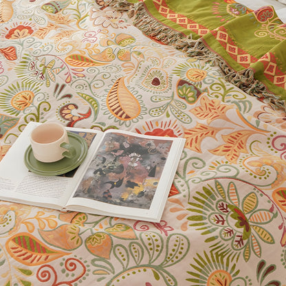 AutumnBlanket™ - Baumwoll Decke - Boho Stil - Wendbares Blumen Design