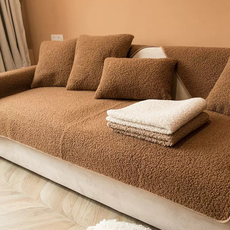 CozyHaven™ - Teddy Sherpa Sofaüberwurf - Weicher Stil - Rutschfester Sofaschutz