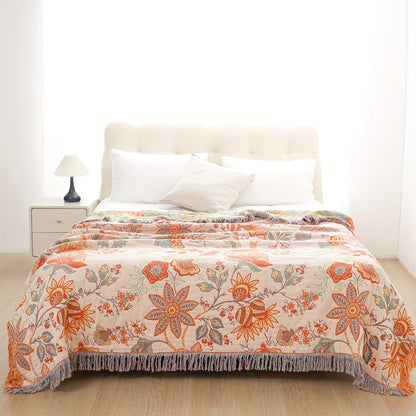 FloralBlanket™ - Baumwoll Decke - Boho Stil - Geblümtes Jacquard Design