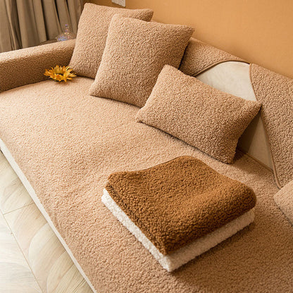 CozyHaven™ - Teddy Sherpa Sofaüberwurf - Weicher Stil - Rutschfester Sofaschutz