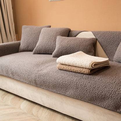 CozyHaven™ - Teddy Sherpa Sofaüberwurf - Weicher Stil - Rutschfester Sofaschutz