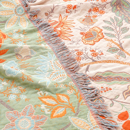 FloralBlanket™ - Baumwoll Decke - Boho Stil - Geblümtes Jacquard Design