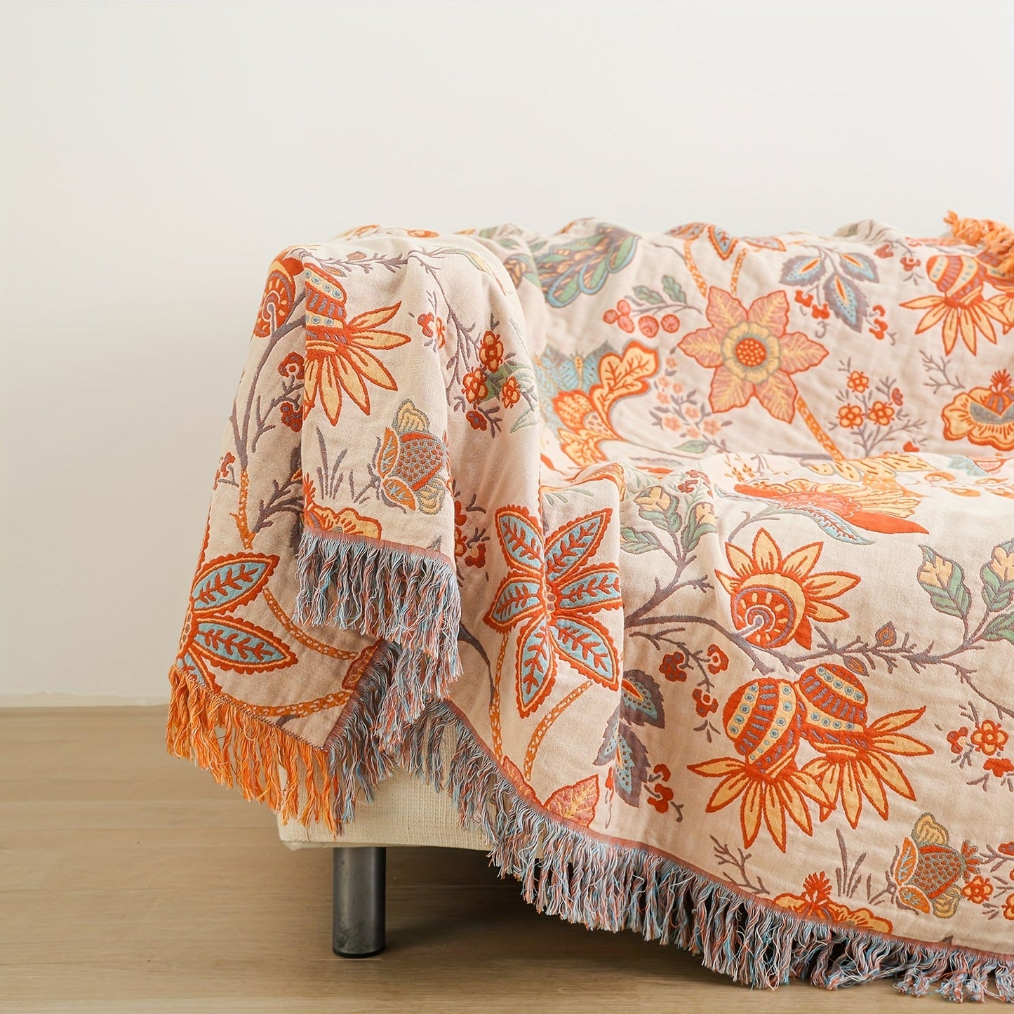 FloralBlanket™ - Baumwoll Decke - Boho Stil - Geblümtes Jacquard Design