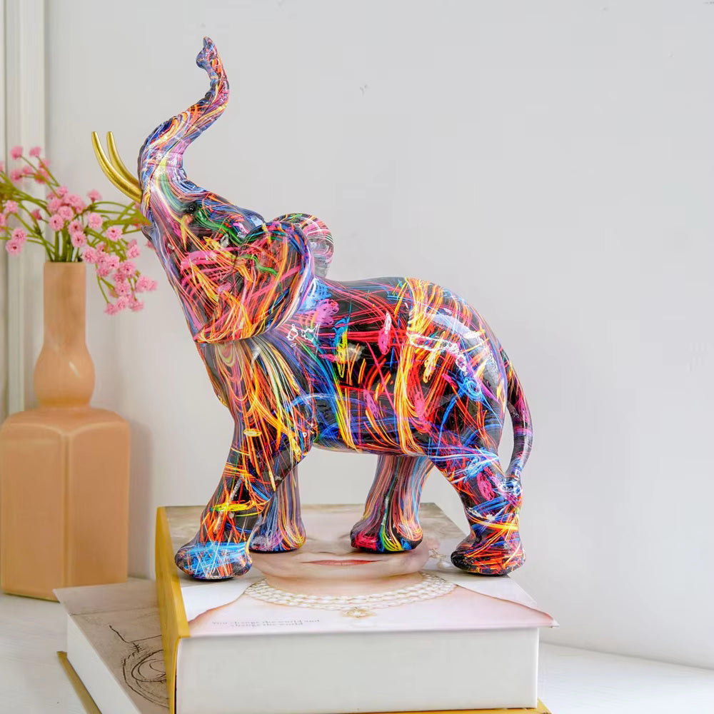 ColorTusks™ Deko Elefant – Graffiti Kunstfigur – Moderne Wohn Deko