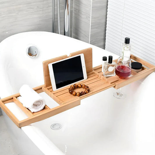 BambooSerenity™ - Bambus Badewannenablage - Verstellbares Design - Spa Badewannen Tablett