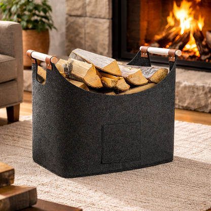 FireNest™ – Filz-Kaminholzkorb – Faltbar & Formstabil