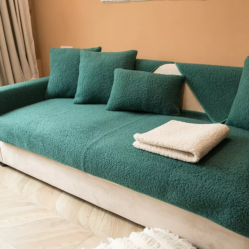 CozyHaven™ - Teddy Sherpa Sofaüberwurf - Weicher Stil - Rutschfester Sofaschutz